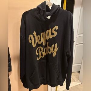 Black Hoodie with Gold 'Vegas Baby' Print